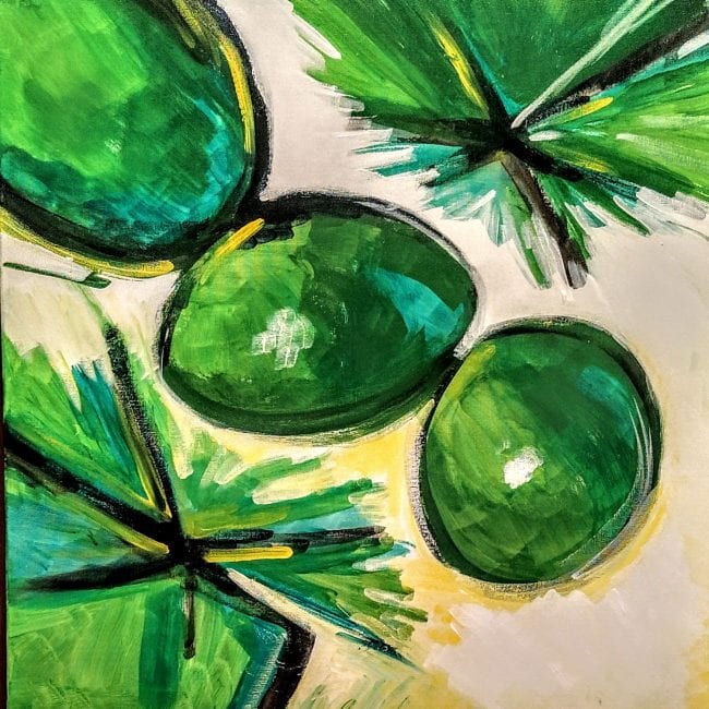 RAFFAELE DRAGANI, GREEN BUBBLES, olio ed acrilico su tela, 60x60 , 2019
