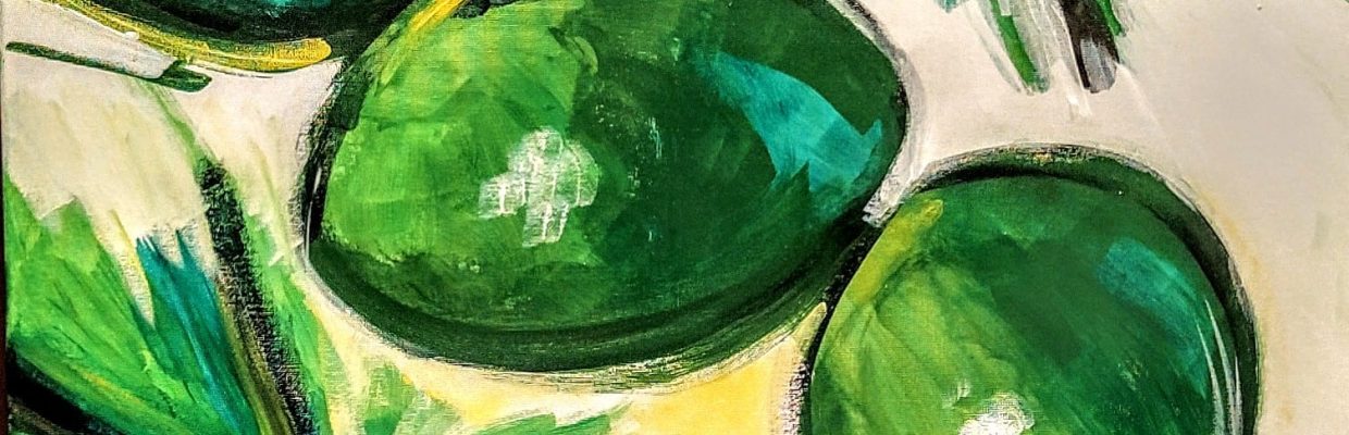 RAFFAELE DRAGANI, GREEN BUBBLES, olio ed acrilico su tela, 60x60 , 2019